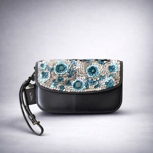 2018 Coach 1941 Leather Sequin Glovetanned Wristlet